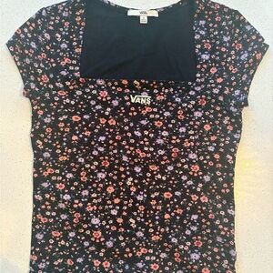 Vans Women's Floral Black Top - size small